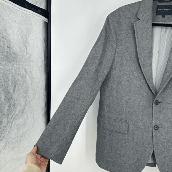 Banana Republic Men’s 42R Tailored Fit Blazer Sport Coat Grey 2 Button Cotton - Picture 12 of 15